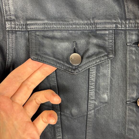 J Brand Slim Denim Jacket Medium Faith Dark Wash Coated Denim JB000897 - Picture 7 of 13